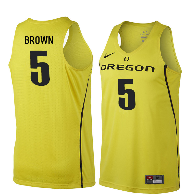 Men #5 Elijah Brown Oregon Ducks College Basketball Jerseys Sale-Yellow